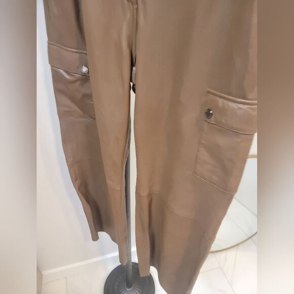 Women's Straight Leg Brown leather Pants - Picture 3 of 8